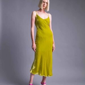 Le Superbe Slipping Out Midi Dress in Chartreuse